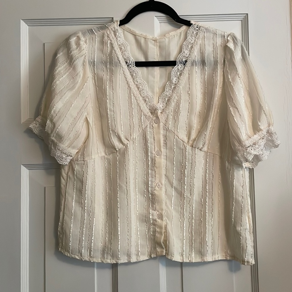 DAZY sheer lace ivory blouse